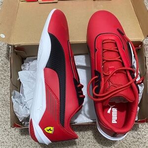 Puma Men’s Red and Black Low-Top Sneakers with Lace-Up Closure